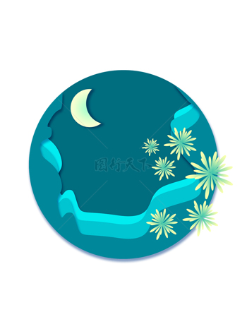 月亮花卉圆形背景