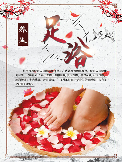 中国风足浴养生保健展板海报