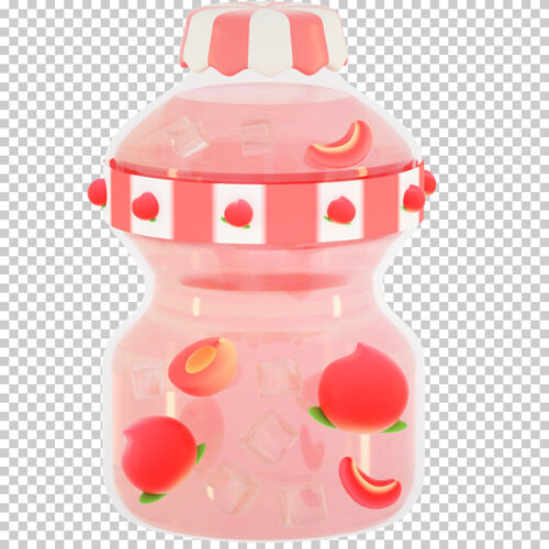 3d立体卡通桃子奶瓶饮料水果饮品元素
