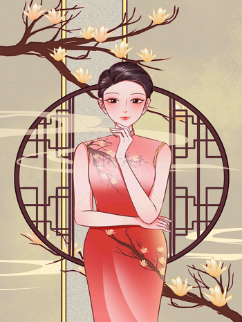 中式美女插画