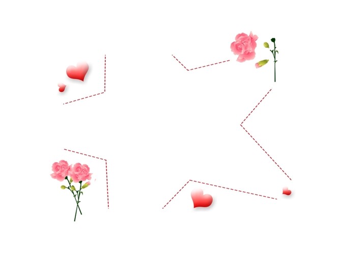 粉色五角星爱心花朵边框