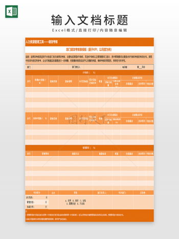 部门绩效月度KPI考核表模板