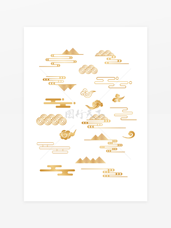 中国风线性祥云纹线条祥云纹理装饰