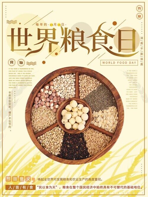 世界粮食日节日宣传五谷杂粮创意海报