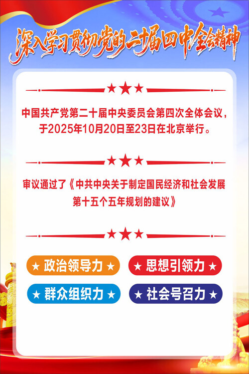 大气蓝色深入学习二十届四中全会精神海报